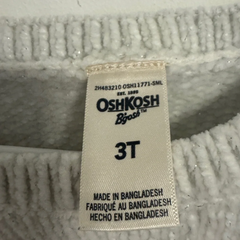 OshKosh B'gosh Light White and Gray Sparkle Ruffle Sweater